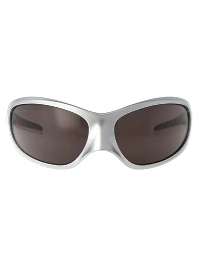 Balenciaga Womens 6e000284 Bb0251s Rectangle-frame Acetate Sunglasses In Silver