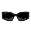 Balenciaga Bb0360s Linea Everyday 005 Black Grey Sunglasses In Black