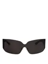 Balenciaga Grey-grey-grey Nylon Sunglasses In Black