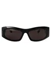 Balenciaga Grey Rectangular Ladies Sunglasses Bb0096s 001 51 In Black-black-grey