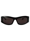 Balenciaga Grey Rectangular Ladies Sunglasses Bb0096s 001 51 In Black-black-grey