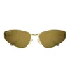 Balenciaga Gold Mercury Rectangular Metal Sunglasses In Gold