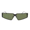 Balenciaga Womens Black Bb0192s Rectangular-frame Metal Sunglasses In Green