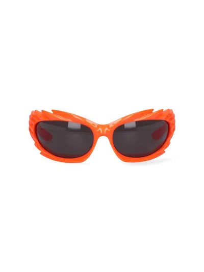 Balenciaga Angular Bold Sunglasses Unique Shape In Orange