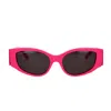 Balenciaga Logo-print Rectangle-frame Sunglasses In Fuschia