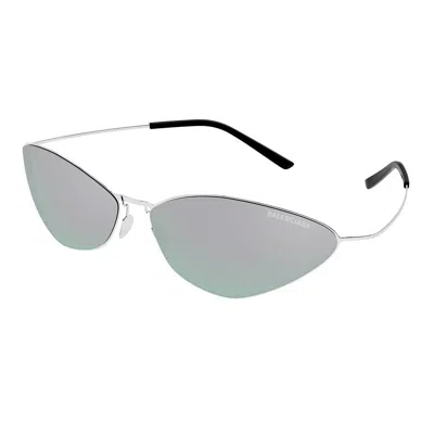 Balenciaga Rimless Cat-eye Titanium Sunglasses In Shiny Silver
