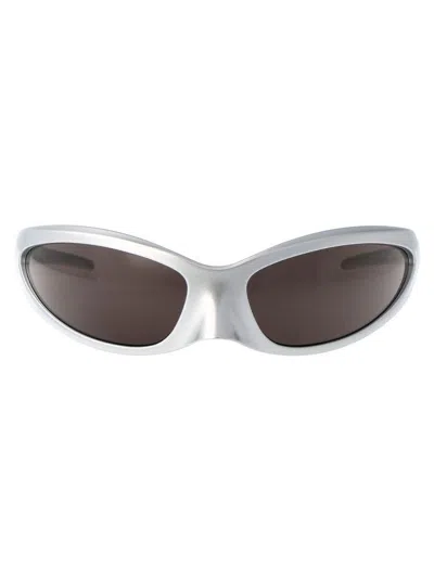 Balenciaga Womens 6e000284 Bb0251s Rectangle-frame Acetate Sunglasses In Silver