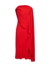 Balenciaga Silk-wool Draped Cape Midi Dress In Red