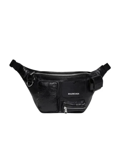 Balenciaga Super Busy Branded Fanny Pack In Black