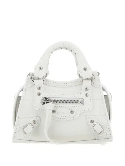 Balenciaga Super Nano Neo Crocodile-effect Tote Bag In White