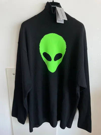 Pre-owned Balenciaga Super Runway Alien Hello From The Other Side Sweater In Black