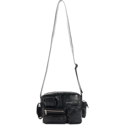 Balenciaga Superbusy Crinkle Leather Camera Bag In 1000 Black