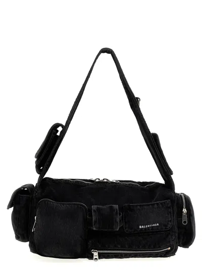 BALENCIAGA SUPERBUSY CROSSBODY BAGS BLACK