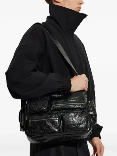 Balenciaga Superbusy Leather Shoulder Bag In Black