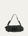 Balenciaga Superbusy Sling Washed Denim Shoulder Bag In Vintage Black