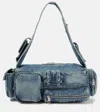 Balenciaga Superbusy Small Denim Crossbody Bag In Blue