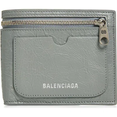 Balenciaga Superbusy Square Folded Wallet In Gray