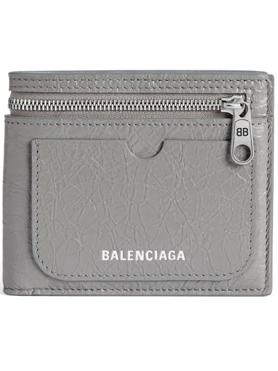 Balenciaga Superbusy Square Folded Wallet In Gray