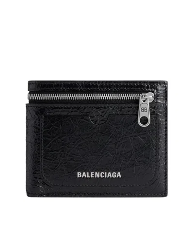Balenciaga Superbusy Square Folding Wallet In Black