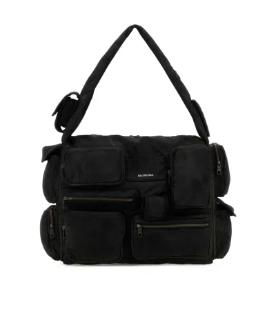 Balenciaga Superbusy Zippered Shoulder Bag In Black