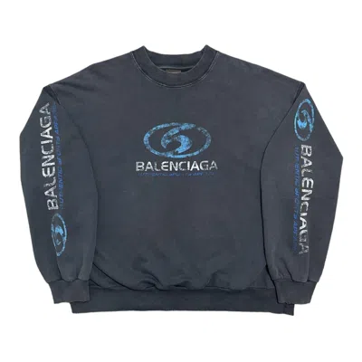 Pre-owned Balenciaga Surf Logo Long Sleeve Tee Shirt Faded Black In Multicolor