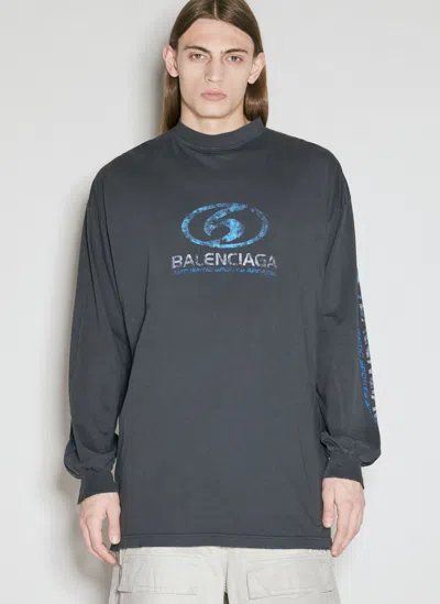 Balenciaga Surfer Long Sleeve T-shirt In Grey
