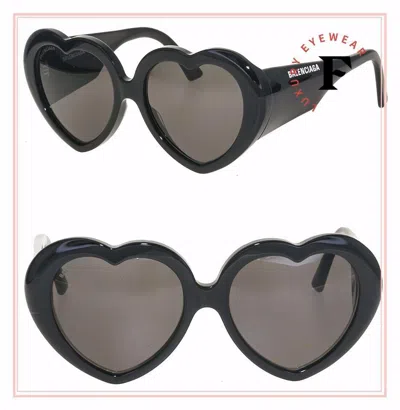 Pre-owned Balenciaga Susi Heart 0043 Black Bold Unisex Sunglasses Bb0043s Authentic Logo In Gray