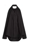 Balenciaga Suspended Cotton Mini Shirt Dress In Black