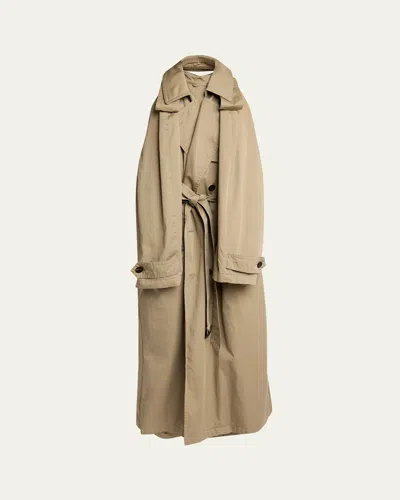 Balenciaga Cotton Twill Halter Trench Dress In 9772 Explorer Beige