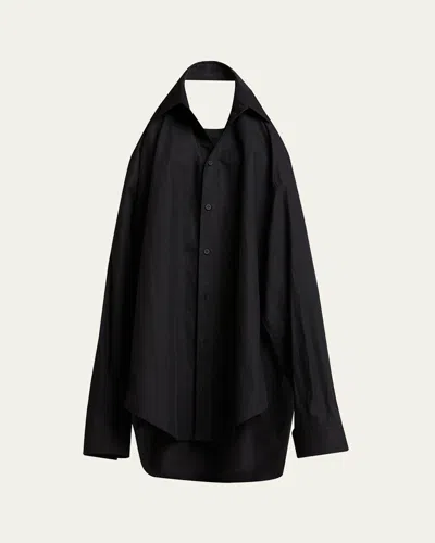 Balenciaga Black Cotton Suspended Shirt Dress