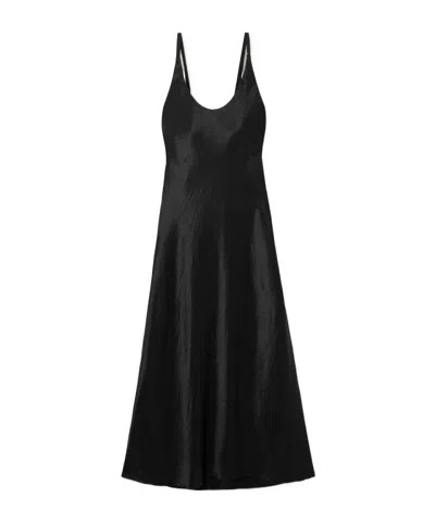Balenciaga Satin Midi Dress In Black