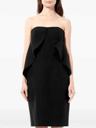 Balenciaga Swan Strapless Ruffled Dress In Black