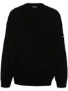 Balenciaga Oversize Double Face Wool Blend Crewneck Sweater In Black