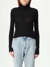 Balenciaga Ribbed Lace-up Back Turtleneck With Long Sleeves In Black