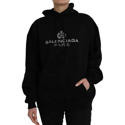 Pre-owned Balenciaga Sweater Black Cotton Logo Hooded Pullover Sweatshirt S. Xs 1950usd