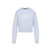 Balenciaga Logo-jacquard Cropped Sweater In Wool Blend In Blue