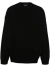 Balenciaga Oversize Double Face Wool Blend Crewneck Sweater In Black