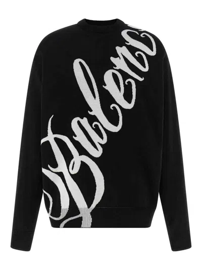 Balenciaga Cotton Blend Sweater With Maxi Logo In Black