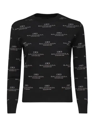 BALENCIAGA SWEATER WITH ALL-OVER LOGO