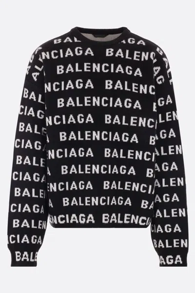 BALENCIAGA BALENCIAGA ALLOVER LOGO CREWNECK SWEATER