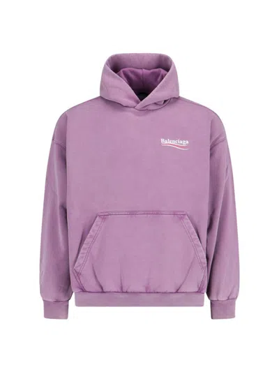 Balenciaga Political Campaign Logo Hoodie In Purple