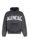 Balenciaga Black Hoodie With Logo Lettering On The Front And Logo Print On The Back In Cotton Man