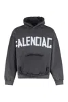 Balenciaga Black Hoodie With Logo Lettering On The Front And Logo Print On The Back In Cotton Man