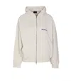 Balenciaga White Sweatshirt With Fixed Hood And Logo Lettering On Front And Rear In Cotton Woman In Nude