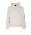 Balenciaga White Sweatshirt With Fixed Hood And Logo Lettering On Front And Rear In Cotton Woman In Nude