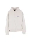 Balenciaga White Sweatshirt With Fixed Hood And Logo Lettering On Front And Rear In Cotton Woman In Neutral