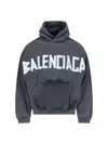 Balenciaga Black Hoodie With Logo Lettering On The Front And Logo Print On The Back In Cotton Man In Brown