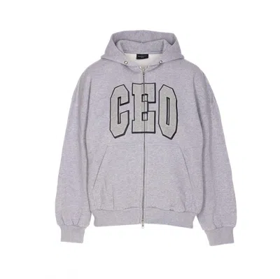 Balenciaga Hooded Cotton Sweatshirt With Kangaroo Pocket In Gray
