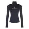 Balenciaga Viscose Nano Bb High Neck Sweater In Blue
