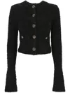 Balenciaga Crop Bouclé Cardigan In Black